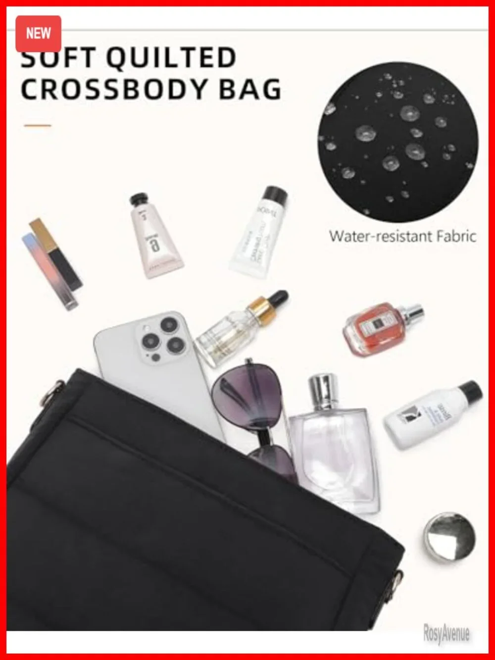 2-Piece Puffer Quilted Crossbody Shoulder Hobo Bag Set with Coin Wallet,